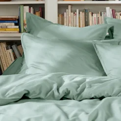 Housse De Couette|EMINZA Housse de couette percale de coton (140 x 200 cm) Cali Vert Eucalyptus