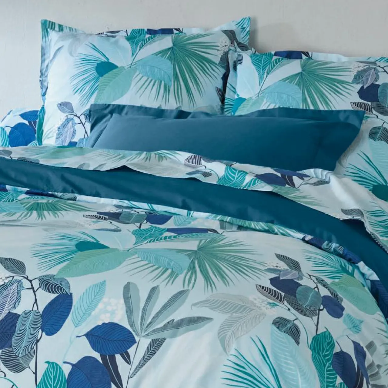 Housse De Couette|TRADILINGE Housse de couette percale de coton (200 x 200 cm) Moorea e Bleu