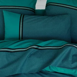 Housse De Couette|TRADI LINGE Housse de couette percale de coton (240 x 220 cm) Gustav émeraude Vert