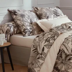 Housse De Couette|TRADILINGE Housse de couette percale de coton (240 x 220 cm) Alba e Noir