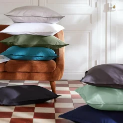 Housse De Couette|EMINZA Housse de couette percale de coton (260 x 240 cm) Cali Bleu canard