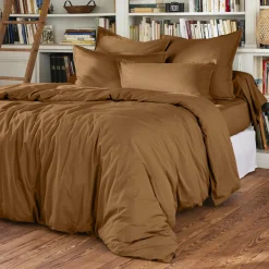 Housse De Couette|EMINZA Housse de couette percale de coton (280 x 240 cm) Cali Camel