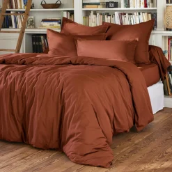 Housse De Couette|EMINZA Housse de couette percale de coton (280 x 240 cm) Cali Terracotta
