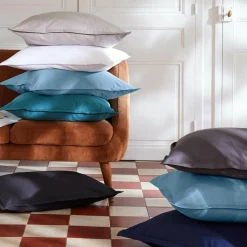 Housse De Couette|EMINZA Housse de couette percale de coton (260 x 240 cm) Cali Bleu Ciel