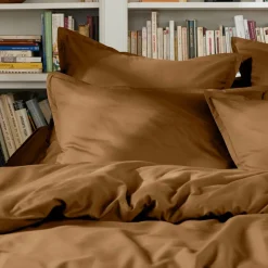 Housse De Couette|EMINZA Housse de couette percale de coton (260 x 240 cm) Cali Camel