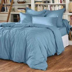 Housse De Couette|EMINZA Housse de couette percale de coton (280 x 240 cm) Cali Bleu Ciel