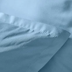 Housse De Couette|EMINZA Housse de couette percale de coton (280 x 240 cm) Cali Bleu Ciel