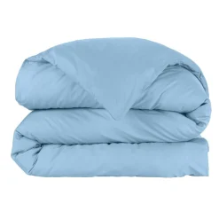 Housse De Couette|EMINZA Housse de couette percale de coton (280 x 240 cm) Cali Bleu Ciel