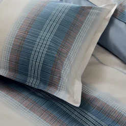 Housse De Couette|TRADI LINGE Housse de couette percale de coton (240 x 220 cm) Esteban e Bleu