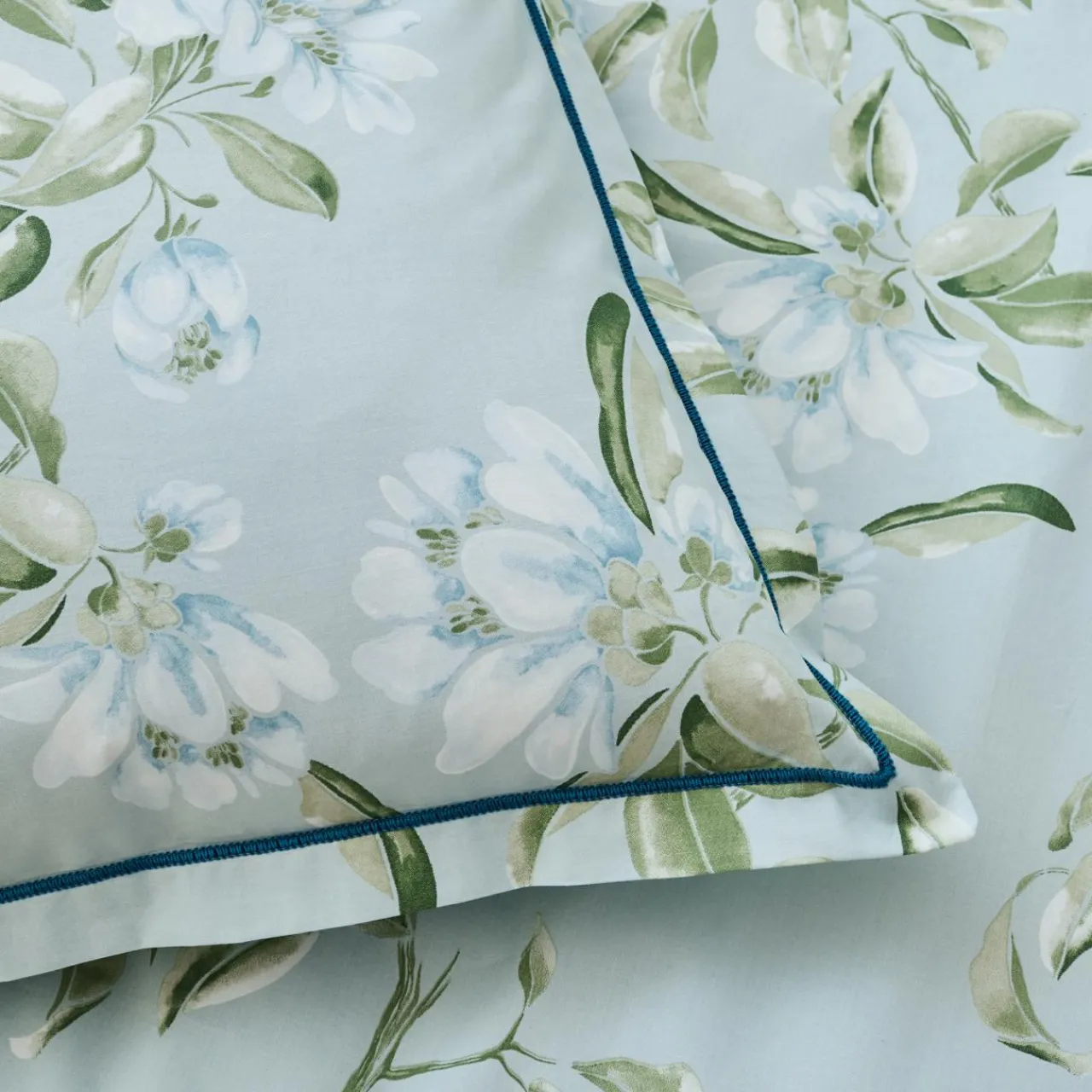 Housse De Couette|TRADILINGE Housse de couette percale de coton (200 x 200 cm) Eléna Nil e Vert