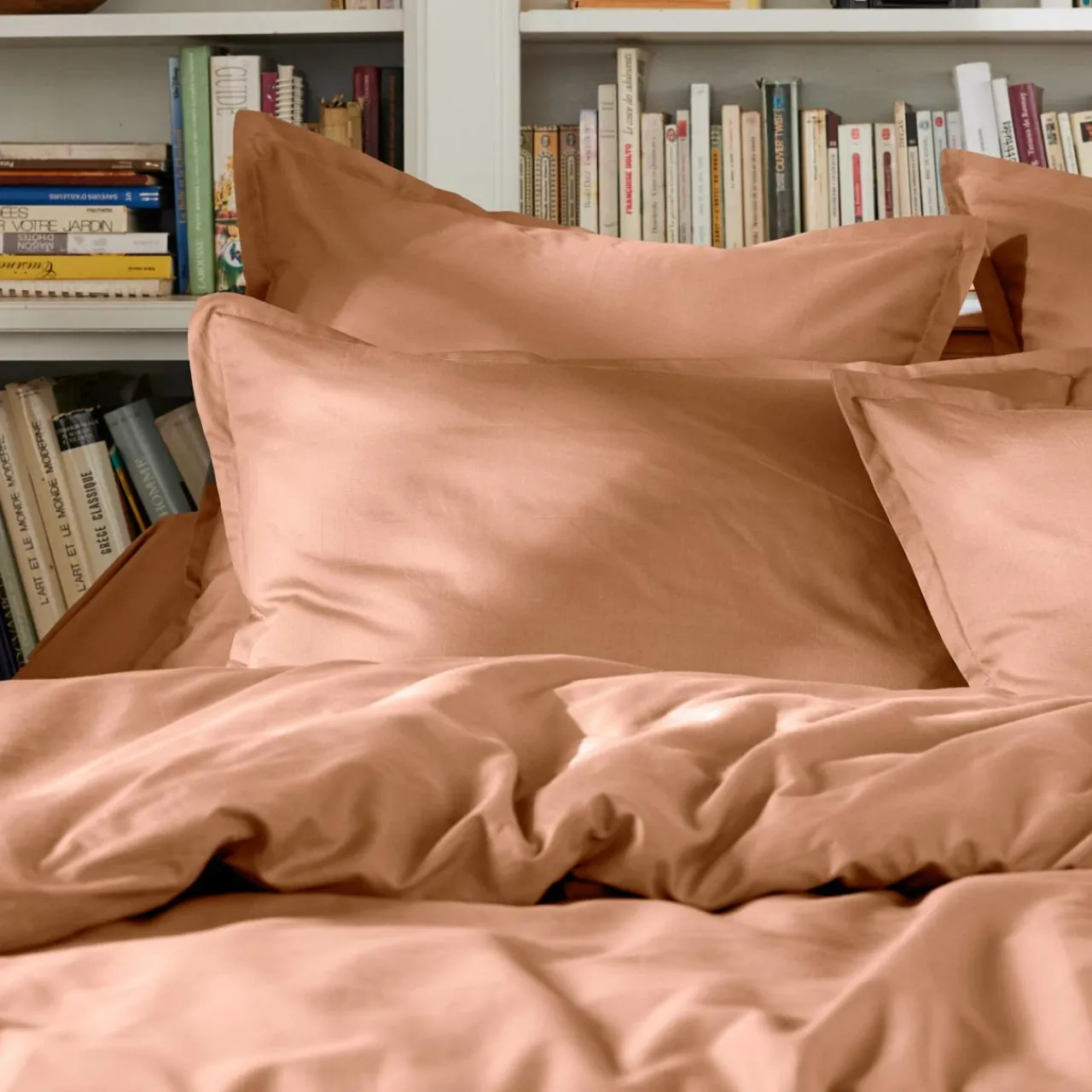 Housse De Couette|EMINZA Housse de couette percale de coton (260 x 240 cm) Cali Rose Pêche