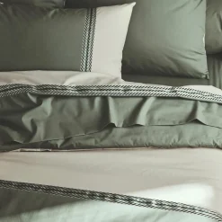 Housse De Couette|TRADILINGE Housse de couette percale de coton (240 x 220 cm) Noa Vert kaki