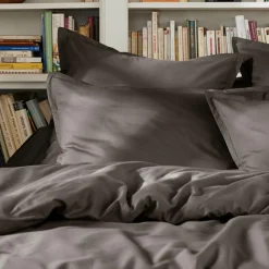 Housse De Couette|EMINZA Housse de couette percale de coton (200 x 200 cm) Cali Gris Anthracite