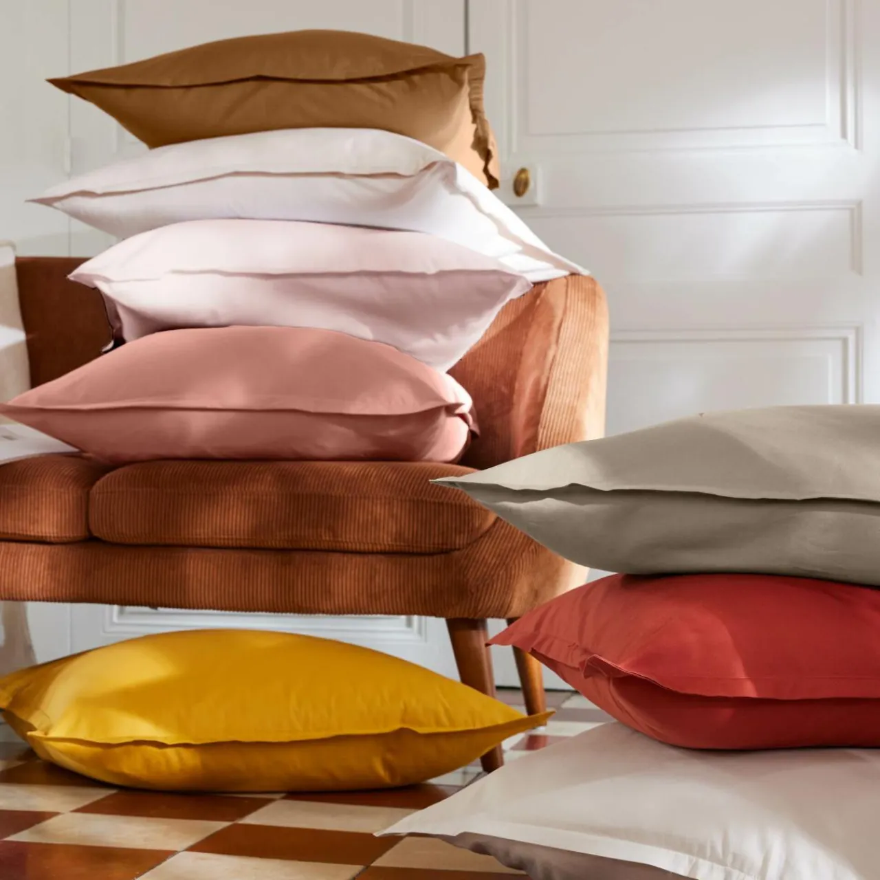 Housse De Couette|EMINZA Housse de couette percale de coton (200 x 200 cm) Cali Taupe