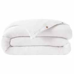 Housse De Couette|EMINZA Housse de couette quadruple gaze de coton (240 x 220 cm) Victoria x Gaïa chantilly Blanc