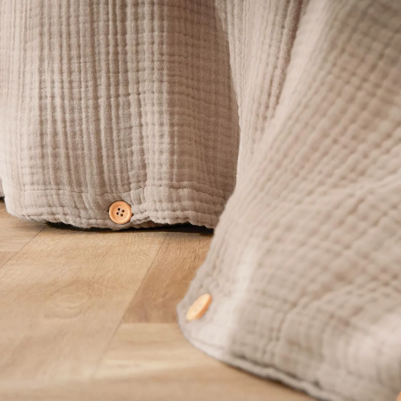 Housse De Couette|EMINZA Housse de couette quadruple gaze de coton (240 x 220 cm) Victoria x Gaïa Ficelle