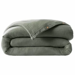 Housse De Couette|EMINZA Housse de couette quadruple gaze de coton (200 x 200 cm) Victoria x Gaïa Vert romarin