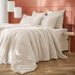 Housse De Couette|EMINZA Housse de couette quadruple gaze de coton (260 x 240 cm) Victoria x Gaïa pampa Beige