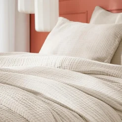 Housse De Couette|EMINZA Housse de couette quadruple gaze de coton (260 x 240 cm) Victoria x Gaïa pampa Beige