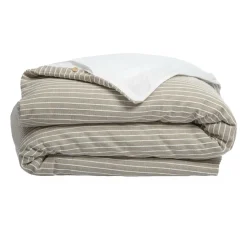 Housse De Couette|EMINZA Housse de couette réversible coton texturé et percale (240 x 220 cm) Alice Ecru