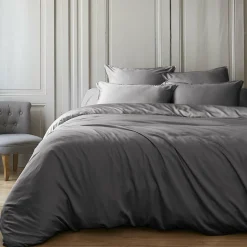 Housse De Couette|EMINZA Housse de couette satin de bambou (240 x 220 cm) Sienna granit Gris