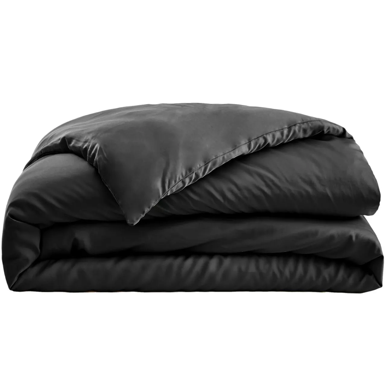 Housse De Couette|EMINZA Housse de couette satin de bambou (140 x 200 cm) Sienna Noir