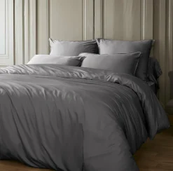 Housse De Couette|EMINZA Housse de couette satin de bambou (280 x 240 cm) Sienna granit Gris