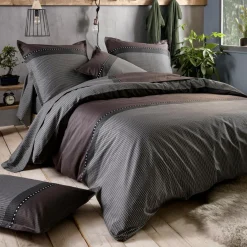 Housse De Couette|TRADI LINGE Housse de couette satin de coton (260 x 240 cm) Enzo e Noir