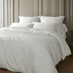 Housse De Couette|EMINZA Housse de couette satin de bambou (260 x 240 cm) Sienna chantilly Blanc