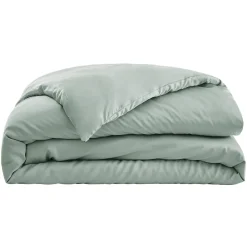 Housse De Couette|EMINZA Housse de couette satin de bambou (240 x 220 cm) Sienna Vert Eucalyptus