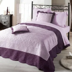 Coussin Et Housse|DOUCEUR D'INTERIEUR Housse de coussin boutis carrée (60 cm) Edana Prune