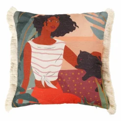 Coussin Et Housse|OSTARIA Housse de coussin carrée (40 x 40 cm) Nature Multicolore