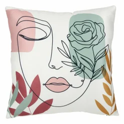 Coussin Et Housse|OSTARIA Housse de coussin carrée (40 x 40 cm) Visage Multicolore Blanc