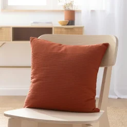 Coussin Et Housse|EMINZA Housse de coussin carrée coton tissé (40 x 40 cm) Léa Terracotta
