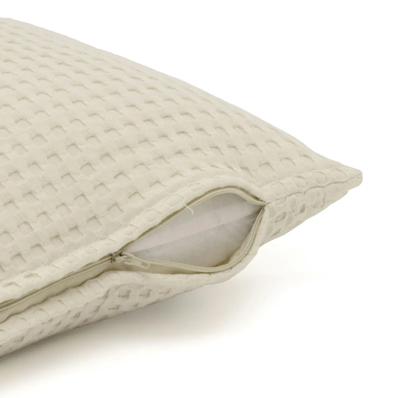Coussin Et Housse|EMINZA Housse de coussin carrée coton nid d'abeille (40 x 40 cm) Maya pampa Beige