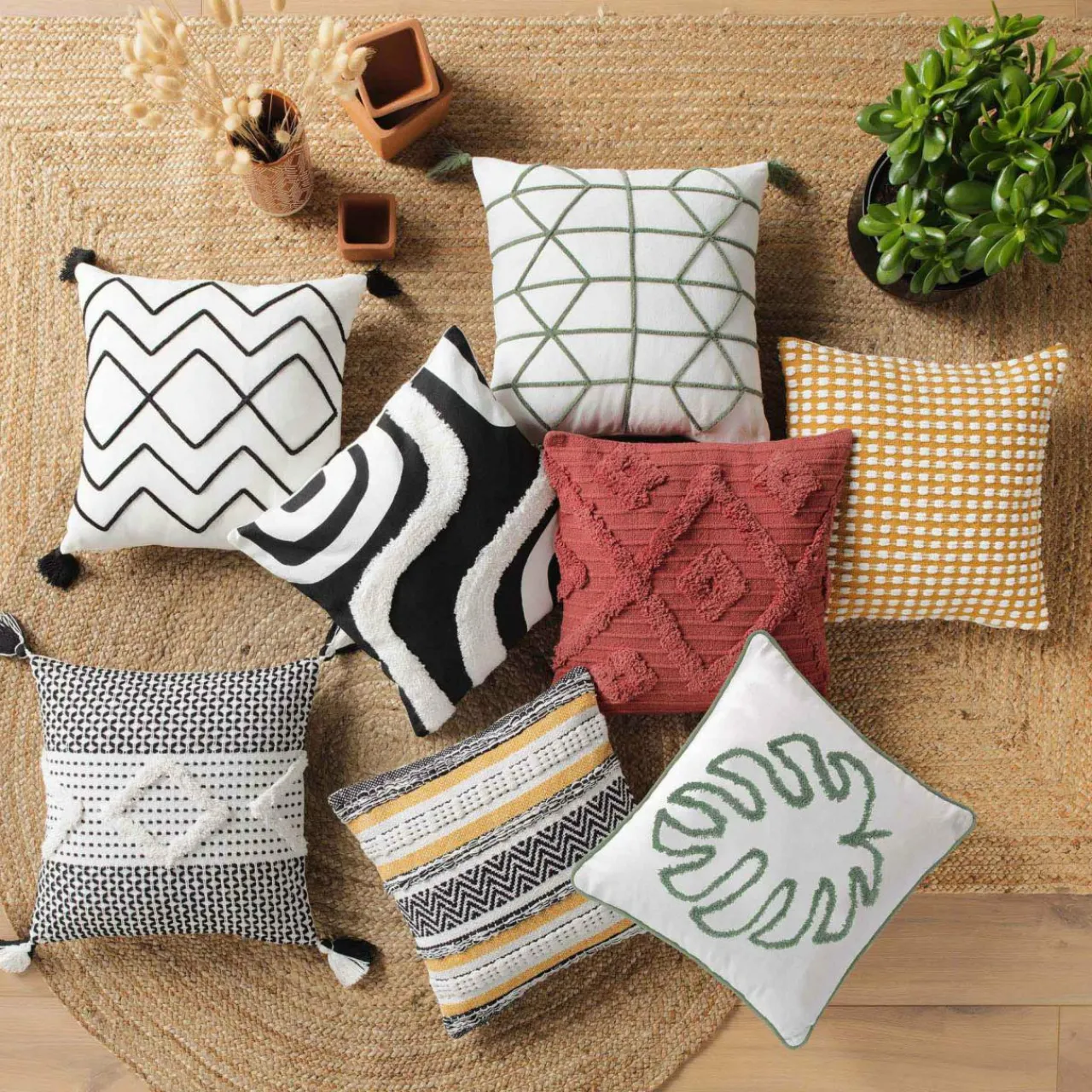 Coussin Et Housse|DOUCEUR D'INTERIEUR Housse de coussin carrée coton (40 x 40 cm) Mirade e Noir