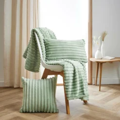 Coussin Et Housse|EMINZA Housse de coussin carrée flanelle (40 x 40 cm) Dune Vert sauge