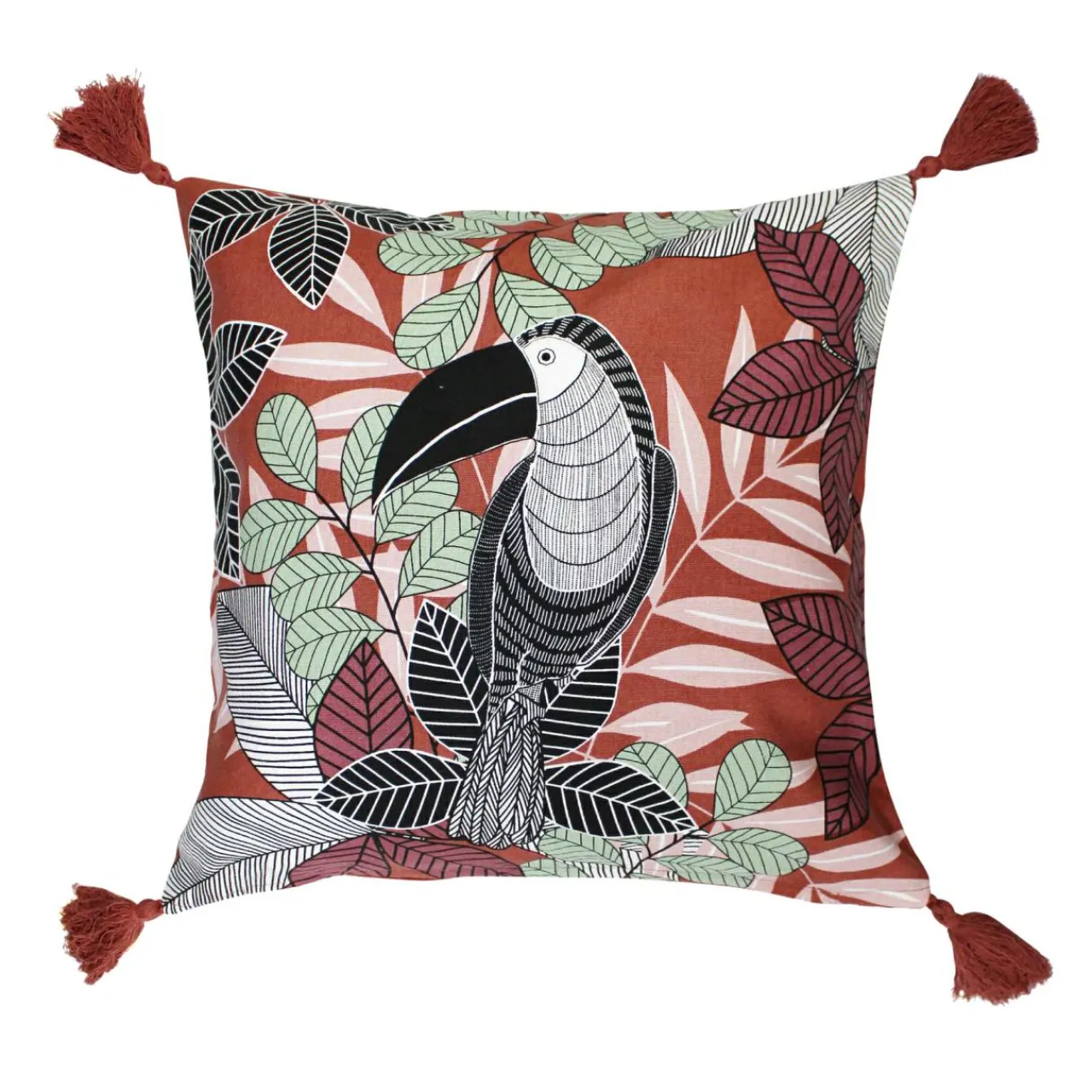 Coussin Et Housse|DOUCEUR D'INTERIEUR Housse de coussin coton pompons (40 x 40 cm) Wallis Rose