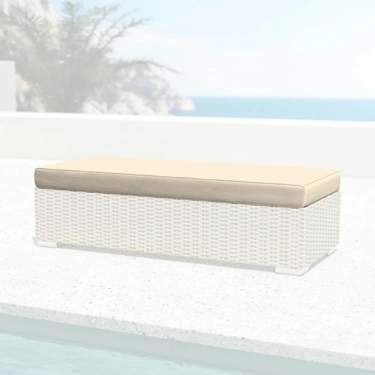 Accessoires Et Coussins|MOBELLIA Housse de coussin de remplacement pour Banquette 2 places Palma Beige