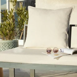 Accessoires Et Coussins|Coussin Déco D'Extérieur|L'effet papillon Housse de coussin extérieur carrée (60 x 60 cm) Naia Ecru