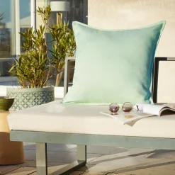 Accessoires Et Coussins|Coussin Déco D'Extérieur|L'effet papillon Housse de coussin extérieur carrée (60 x 60 cm) Naia Vert caraïbes Vert d'eau