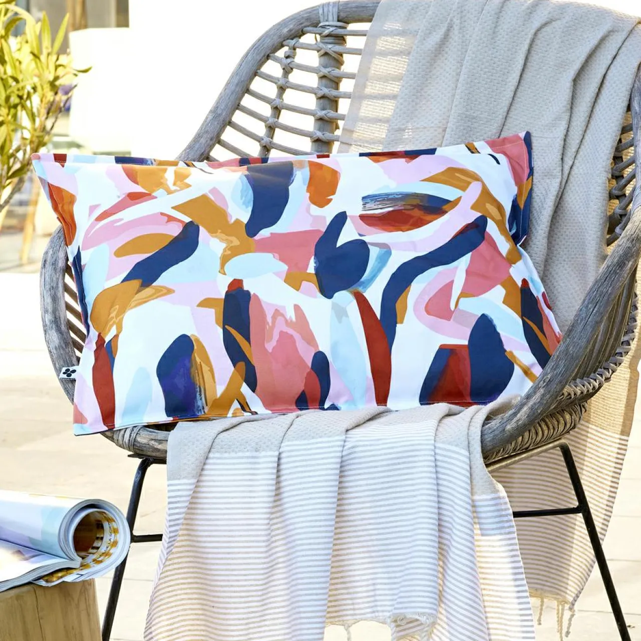 Accessoires Et Coussins|Coussin Déco D'Extérieur|L'effet papillon Housse de coussin extérieur rectangulaire (40 x 60 cm) Julianne Multicolore