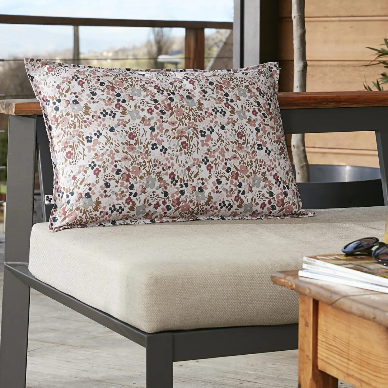 Accessoires Et Coussins|Coussin Déco D'Extérieur|L'effet papillon Housse de coussin extérieur rectangulaire (40 x 60 cm) Capucine Beige