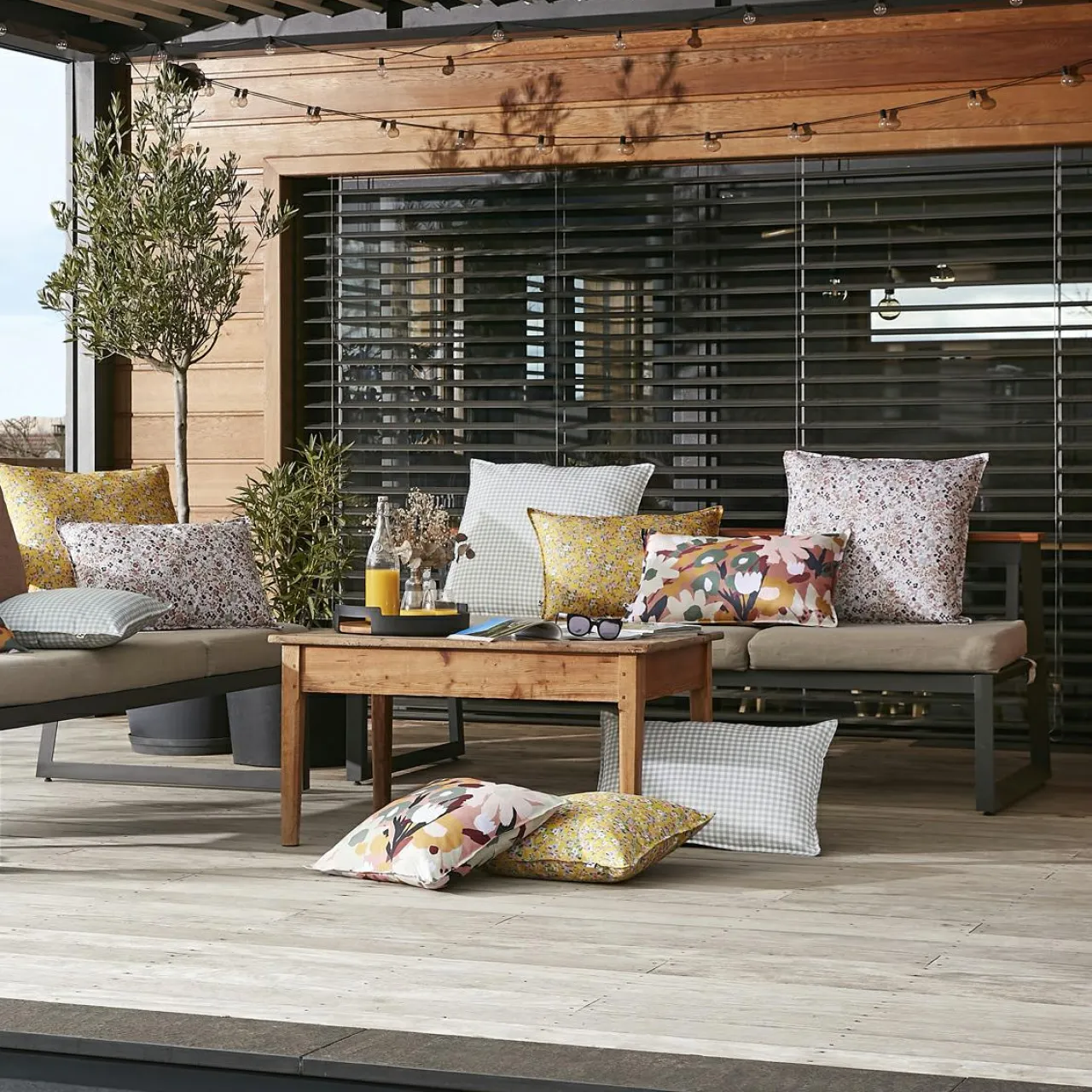 Accessoires Et Coussins|Coussin Déco D'Extérieur|L'effet papillon Housse de coussin extérieur rectangulaire (40 x 60 cm) Capucine Beige