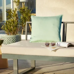 Accessoires Et Coussins|Coussin Déco D'Extérieur|L'effet papillon Housse de coussin extérieur carrée (45 x 45 cm) Naia Vert caraïbes Vert d'eau