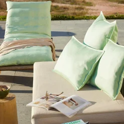 Accessoires Et Coussins|Coussin Déco D'Extérieur|L'effet papillon Housse de coussin extérieur carrée (45 x 45 cm) Naia Vert caraïbes Vert d'eau