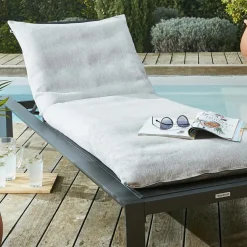 Coussin De Transat|Coussin De Transat Et Accessoire|L'effet papillon Housse de coussin pour bain de soleil (190 x 70 cm) Naia galet Gris