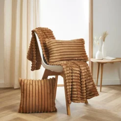 Coussin Et Housse|EMINZA Housse de coussin rectangulaire flanelle (30 x 50 cm) Dune Camel