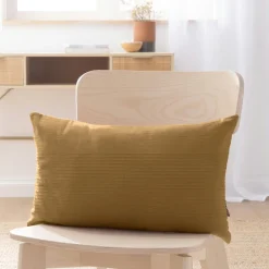 Coussin Et Housse|EMINZA Housse de coussin rectangulaire coton tissé (30 x 50 cm) Léa Camel