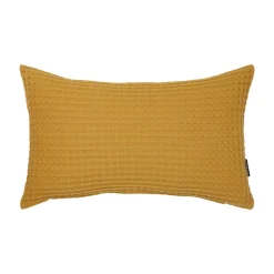 Coussin Et Housse|EMINZA Housse de coussin rectangulaire coton nid d'abeille (30 x 50 cm) Maya Jaune safran